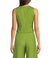 Alex Marie Coordinating Brooke V Neck Sleeveless Stretch Linen Vest