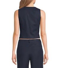 Alex Marie Coordinating Brooke V Neck Sleeveless Stretch Linen Vest
