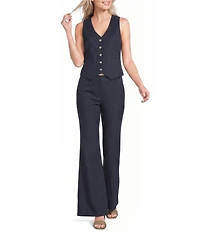 Alex Marie Coordinating Brooke V Neck Sleeveless Stretch Linen Vest