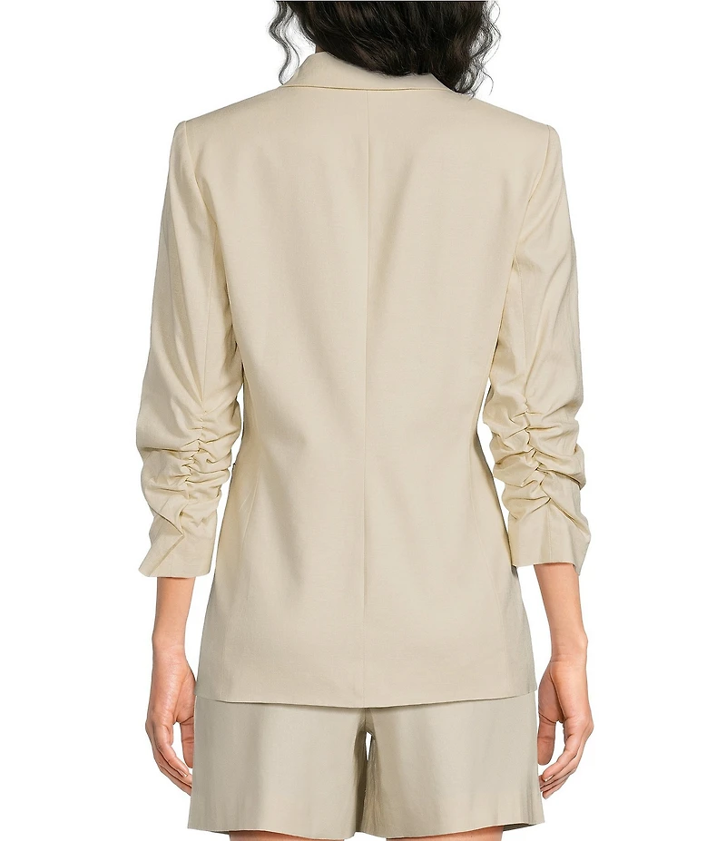 Alex Marie Coordinating Mikayla Stretch Linen Blend Collared Long Sleeve Jacket