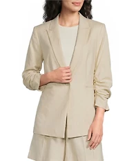 Alex Marie Coordinating Mikayla Stretch Linen Blend Collared Long Sleeve Jacket