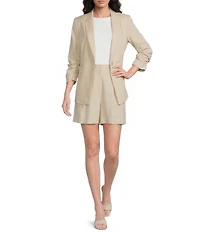 Alex Marie Coordinating Mikayla Stretch Linen Blend Collared Long Sleeve Jacket