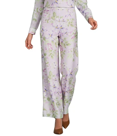 Alex Marie Coordinating Natalie Floral Printed Linen Blend Wide Leg Pants