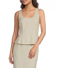 Alex Marie Coordinating Ramona Stretch Linen Blend Round Neckline Sleeveless Blouse
