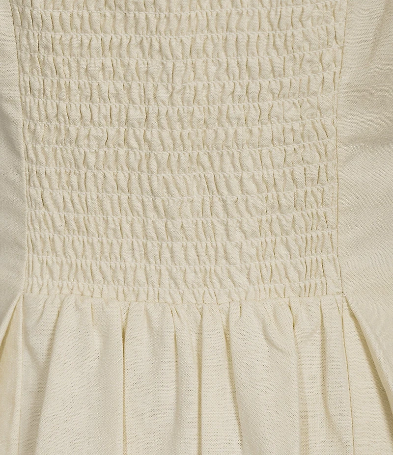 Alex Marie Coordinating Ramona Stretch Linen Blend Round Neckline Sleeveless Blouse