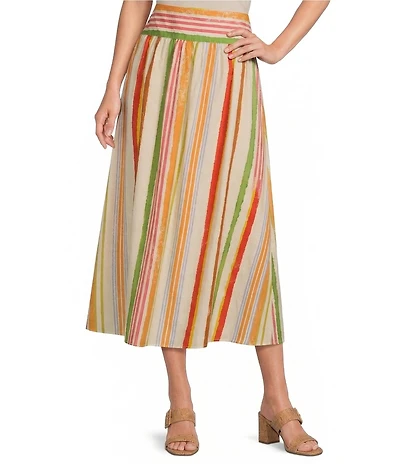 Alex Marie Coordinating Sabrina Stripe Printed Poplin Skirt