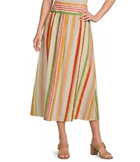 Alex Marie Coordinating Sabrina Stripe Printed Poplin Skirt