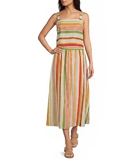 Alex Marie Coordinating Sabrina Stripe Printed Poplin Skirt