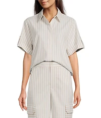Alex Marie Coordinating Sarah Striped Short Sleeve Button Down Blouse