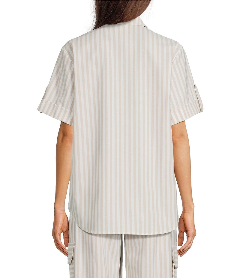 Alex Marie Coordinating Sarah Striped Short Sleeve Button Down Blouse
