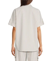 Alex Marie Coordinating Sarah Striped Short Sleeve Button Down Blouse