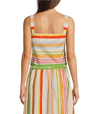 Alex Marie Coordinating Sophie Stripe Square Neck Sleeveless Printed Poplin Blouse