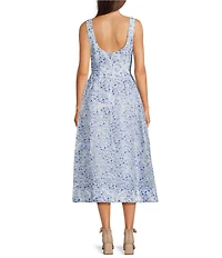 Alex Marie Dahlia Floral Print Round Neck Sleeveless Midi Dress