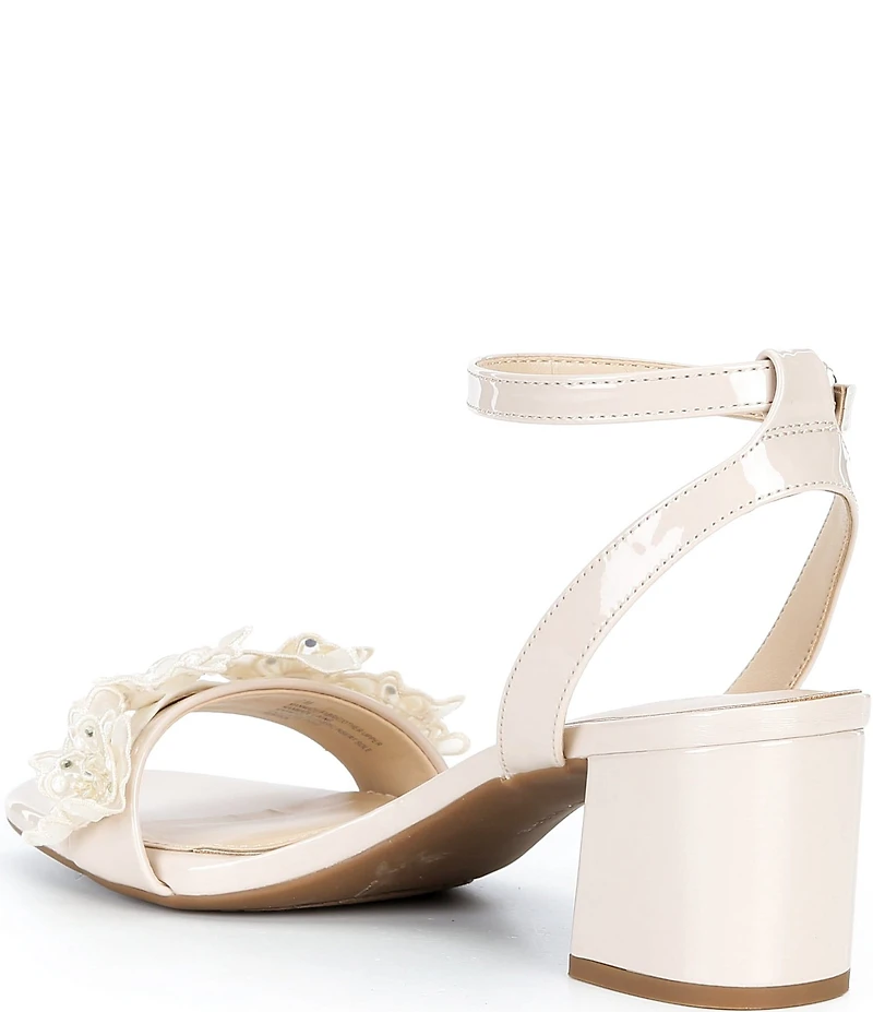 Alex Marie Dallas Patent Floral Ornament Block Heel Dress Sandals