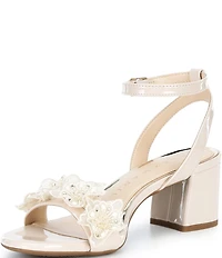Alex Marie Dallas Patent Floral Ornament Block Heel Dress Sandals