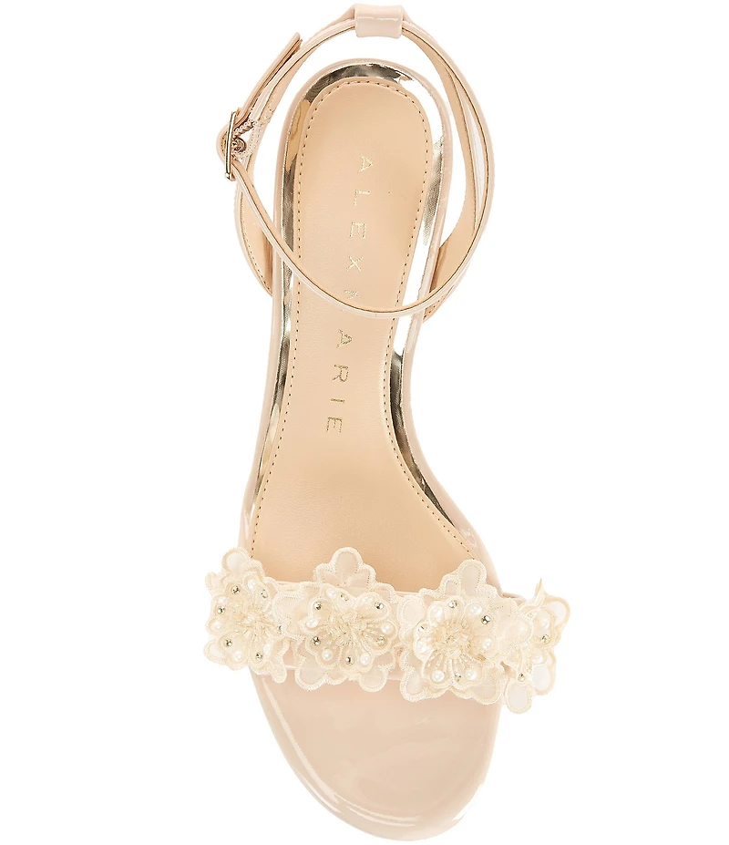 Alex Marie Dallas Patent Floral Ornament Block Heel Dress Sandals