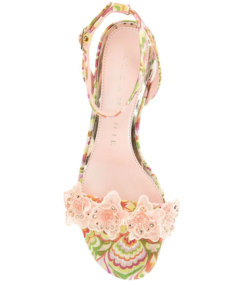 Alex Marie Dallas Printed Floral Ornament Block Heel Dress Sandals