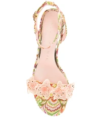 Alex Marie Dallas Printed Floral Ornament Block Heel Dress Sandals