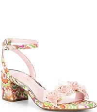 Alex Marie Dallas Printed Floral Ornament Block Heel Dress Sandals