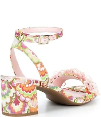 Alex Marie Dallas Printed Floral Ornament Block Heel Dress Sandals