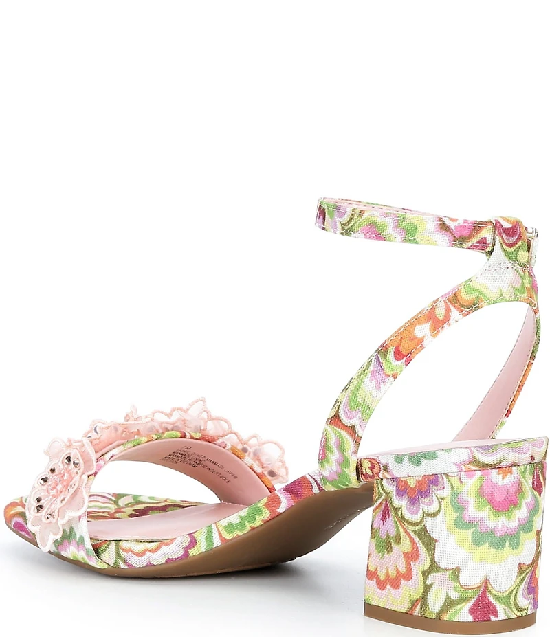 Alex Marie Dallas Printed Floral Ornament Block Heel Dress Sandals