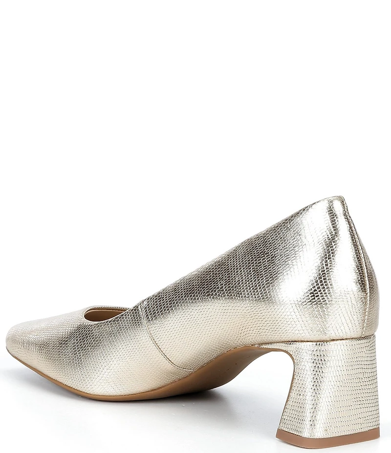 Alex Marie Daphne Embossed Leather Block Heel Pumps