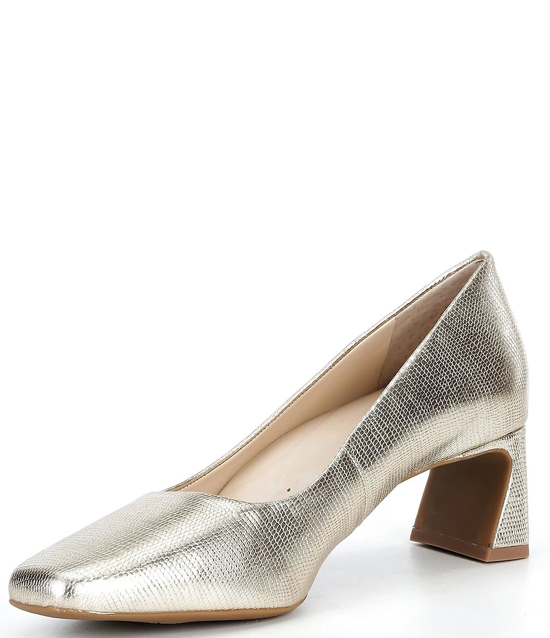 Alex Marie Daphne Embossed Leather Block Heel Pumps