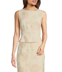 Alex Marie Devin Cotton Jacquard Boat Neck Sleeveless Blouse