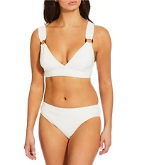 Gibson & Latimer Diamond Textured Mid Rise Hipster Swim Bottom
