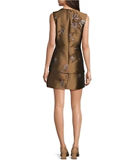Alex Marie Dressline Olivia Floral V Neck Sleeveless Jacquard Mini Dress