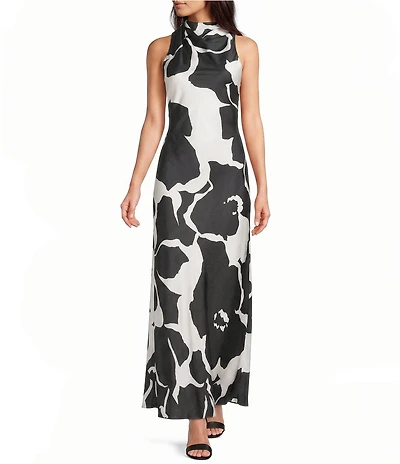 Alex Marie Dressline Sonja Floral Mock Neck Sleeveless Dress