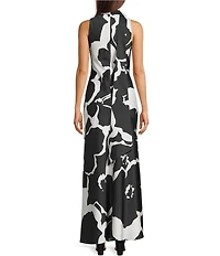 Alex Marie Dressline Sonja Floral Mock Neck Sleeveless Dress