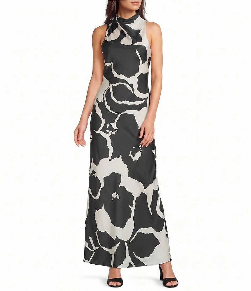 Alex Marie Dressline Sonja Floral Mock Neck Sleeveless Dress