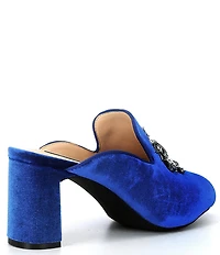 Alex Marie Effie Velvet Oversized Jewel Ornament Peep Toe Dress Mules