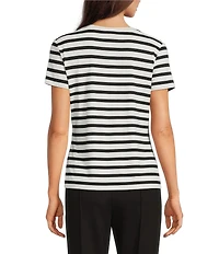 Alex Marie Ellen Jersey Knit Crew Neck Short Sleeve Striped Tee Shirt