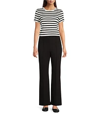 Alex Marie Ellen Jersey Knit Crew Neck Short Sleeve Striped Tee Shirt