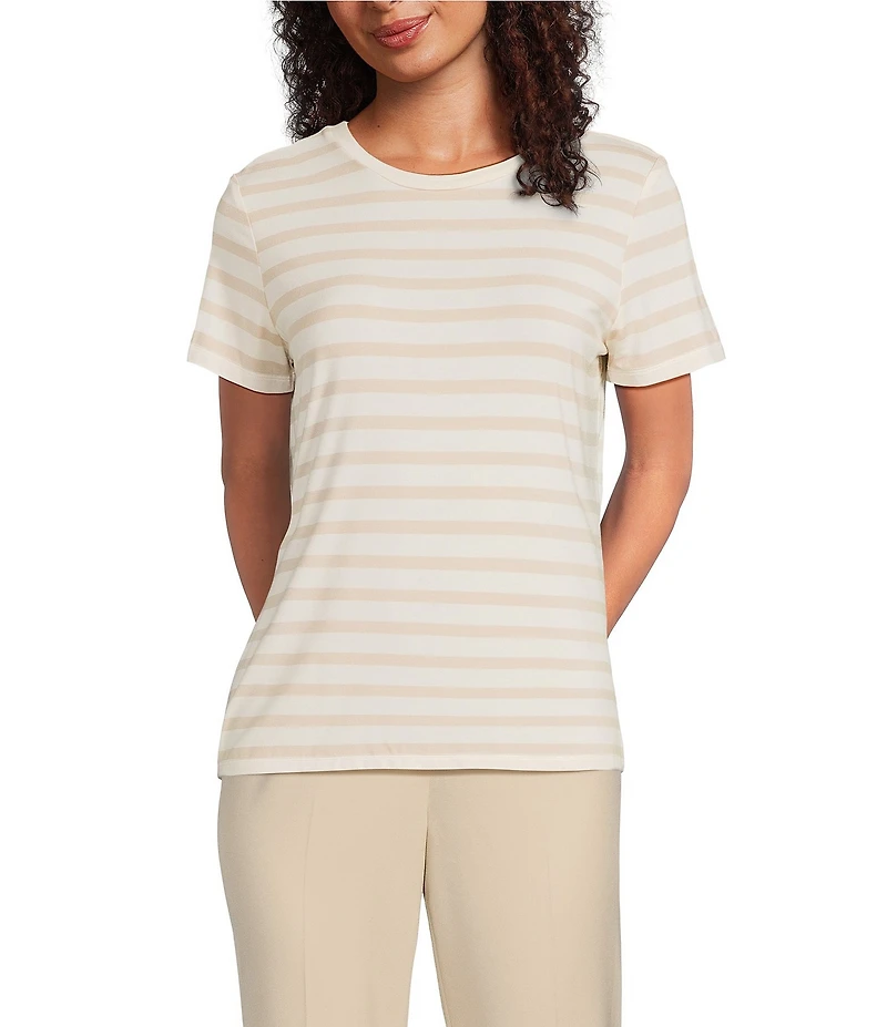 Alex Marie Ellen Jersey Knit Crew Neck Short Sleeve Striped Tee Shirt