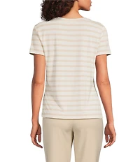 Alex Marie Ellen Jersey Knit Crew Neck Short Sleeve Striped Tee Shirt