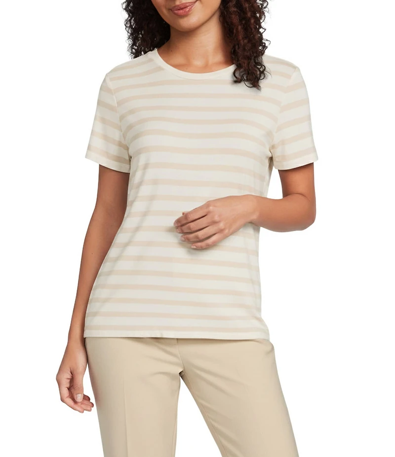 Alex Marie Ellen Jersey Knit Crew Neck Short Sleeve Striped Tee Shirt