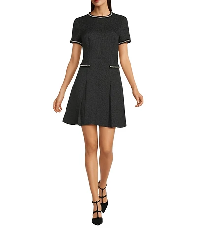 Alex Marie Ellis Pearl Boucle Short Sleeve Dress