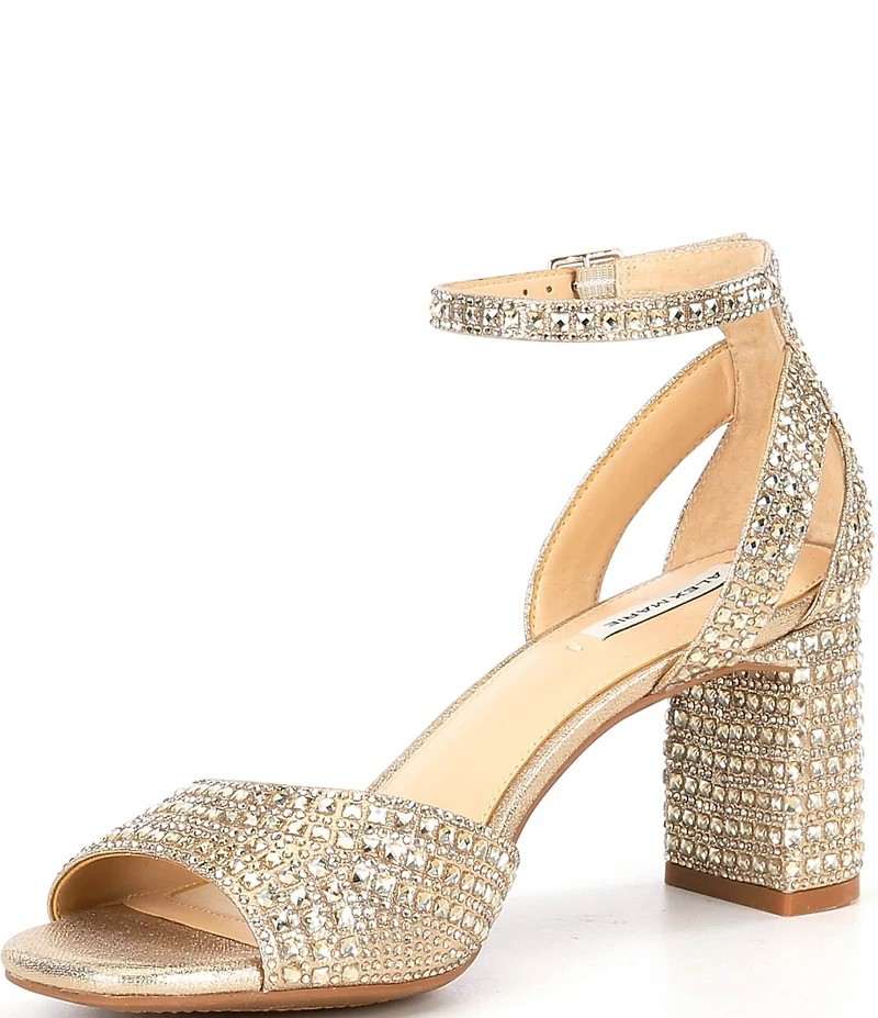 Alex Marie Ellise Rhinestone Embellished Ankle Strap Dress Sandals