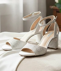 Alex Marie Ellise Two Pearl Embellished Ankle Wrap Dress Sandals