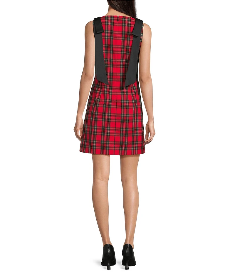 Alex Marie Eloise Stretch Tartan Sleeveless Plaid Bow Dress