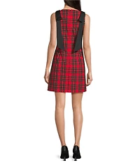 Alex Marie Eloise Stretch Tartan Sleeveless Plaid Bow Dress