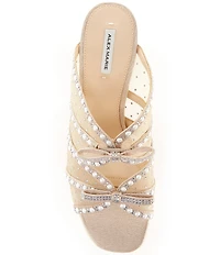 Alex Marie Evelyn Mesh Pearl Double Bow Dress Slide Sandals
