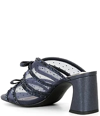 Alex Marie Evelyn Mesh Rhinestone Double Bow Dress Slide Sandals