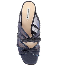 Alex Marie Evelyn Mesh Rhinestone Double Bow Dress Slide Sandals