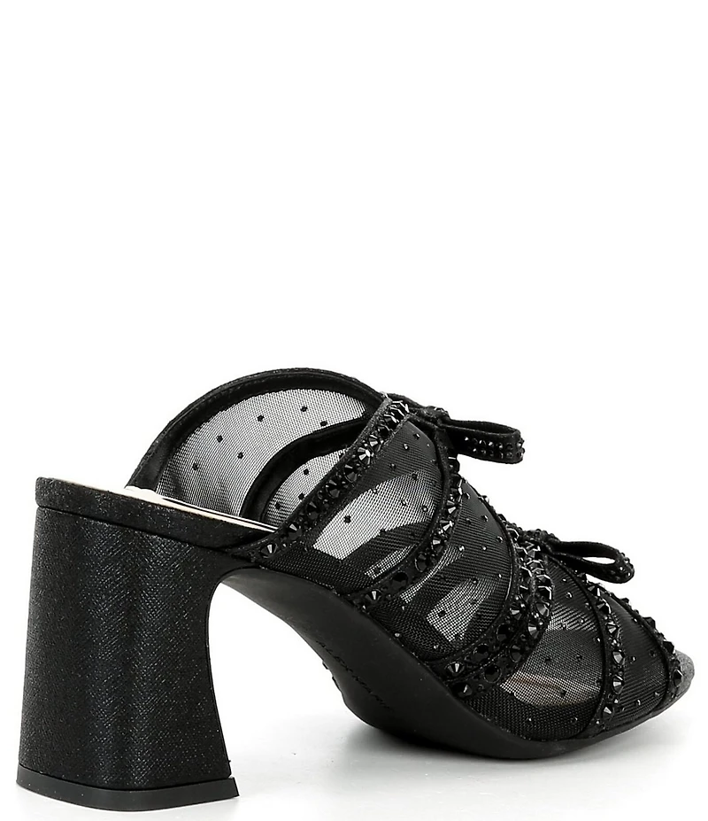 Alex Marie Evelyn Mesh Rhinestone Double Bow Dress Slide Sandals