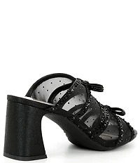 Alex Marie Evelyn Mesh Rhinestone Double Bow Dress Slide Sandals
