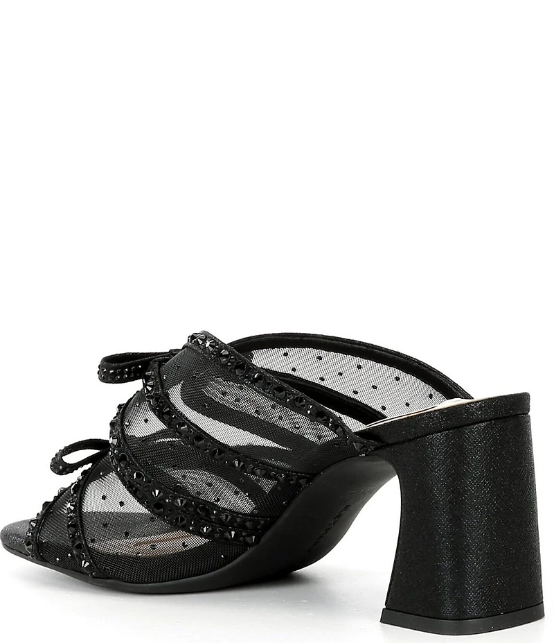 Alex Marie Evelyn Mesh Rhinestone Double Bow Dress Slide Sandals